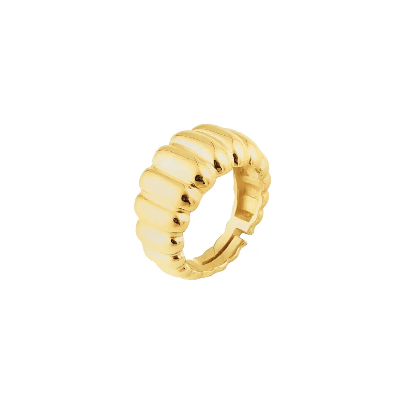 Large Multi Dished Adjustable Puffy Sterling Silver Croissant Ring sold by Spero London
