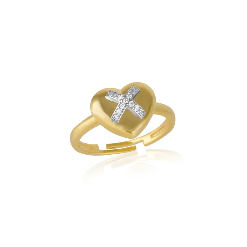 Heart X Adjustable Sterling Silver Ring sold by Spero London