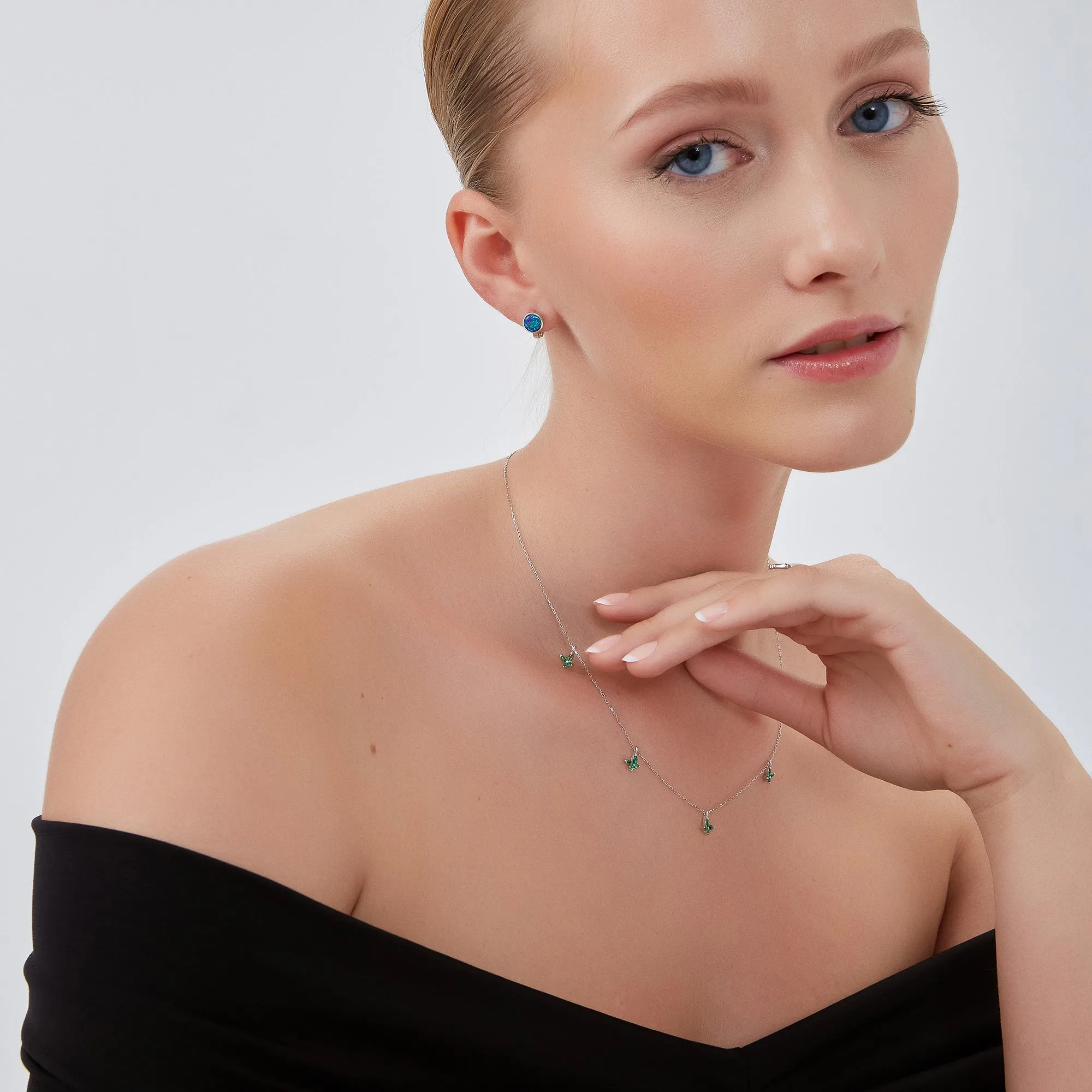 Green Butterfly Sterling Silver Charm Necklace sold by Spero London product image thumbnail 5