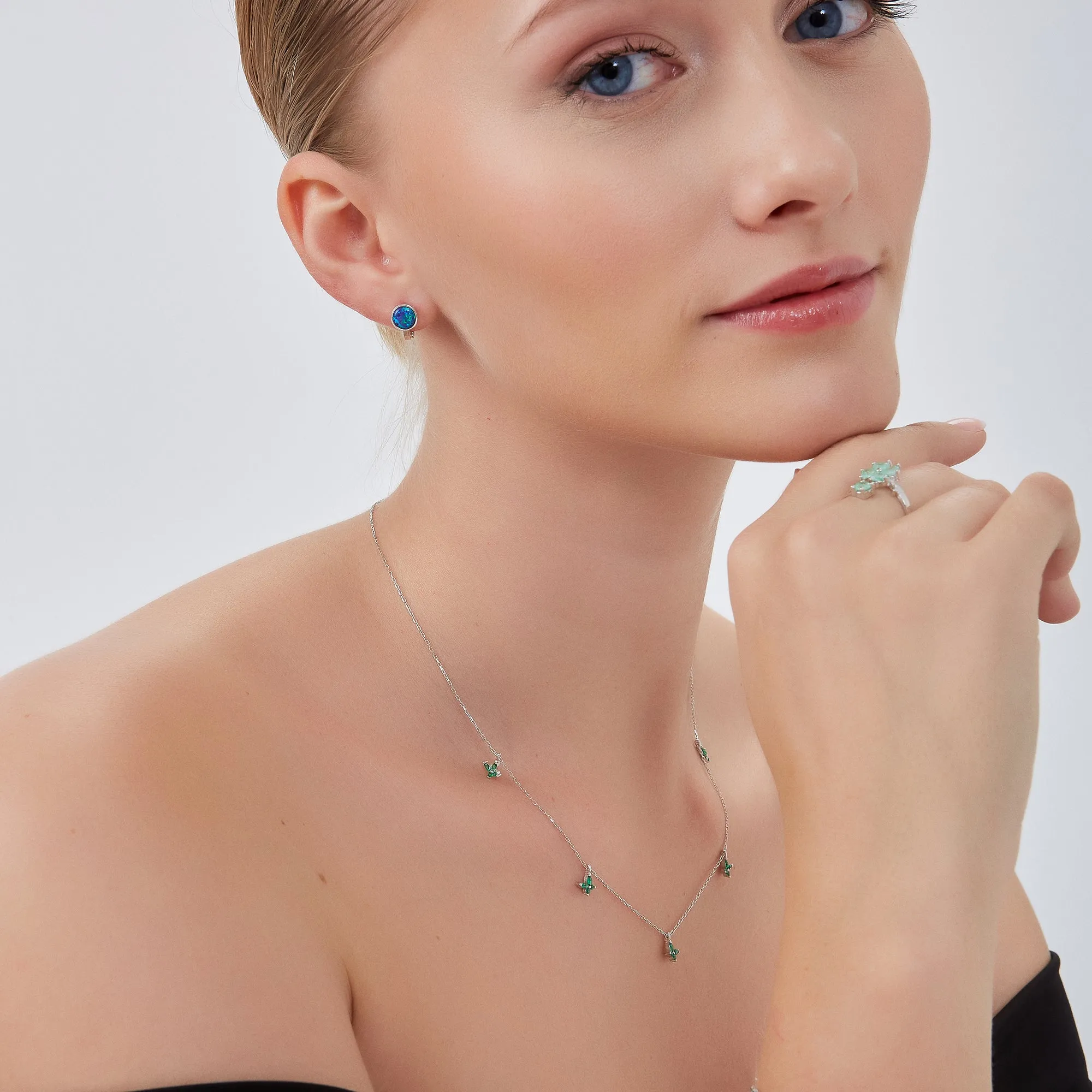 Green Butterfly Sterling Silver Charm Necklace sold by Spero London product image thumbnail 3