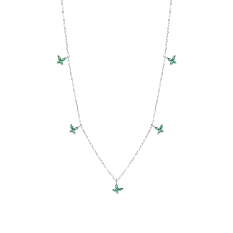 Green Butterfly Sterling Silver Charm Necklace sold by Spero London