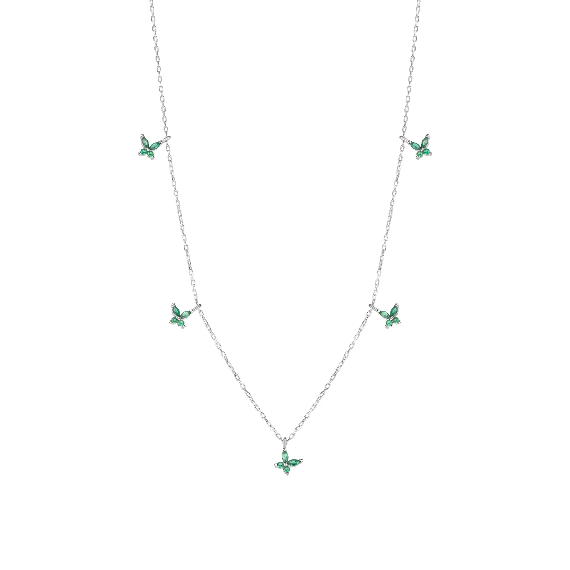 Green Butterfly Sterling Silver Charm Necklace sold by Spero London