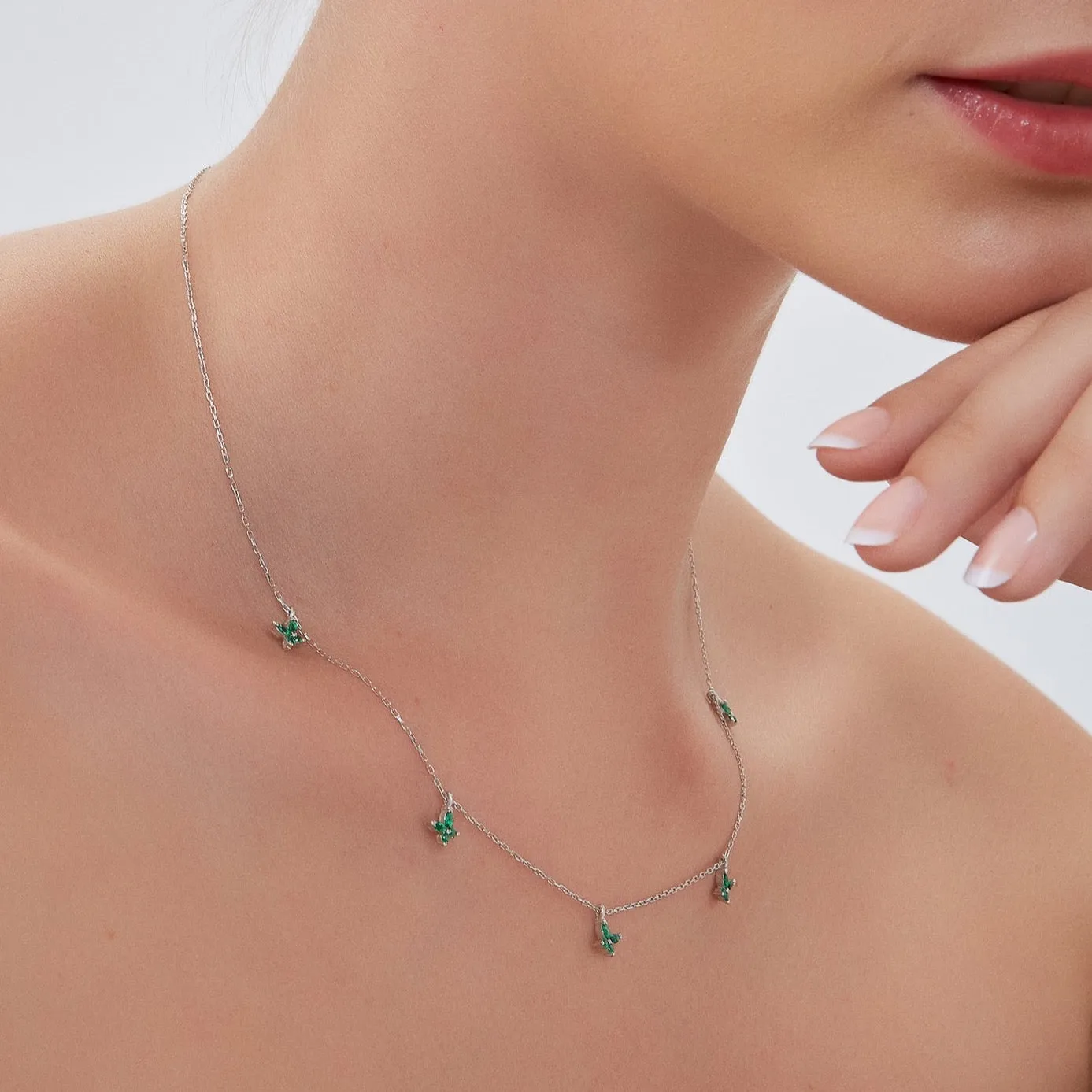 Green Butterfly Sterling Silver Charm Necklace sold by Spero London product image thumbnail 2