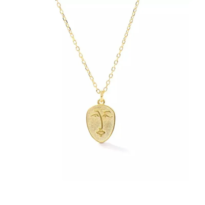 Abstract Face Monogram Medal Art Sterling Silver Necklace sold by Spero London