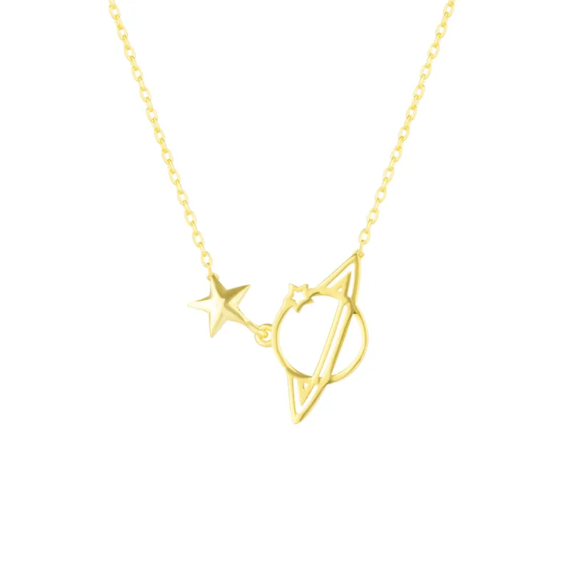 Sterling Silver Saturn Necklace sold by Spero London