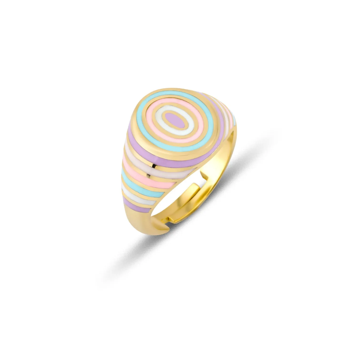 Adjustable Multi Pastel Color Enamel Sterling Silver Signet Ring sold by Spero London