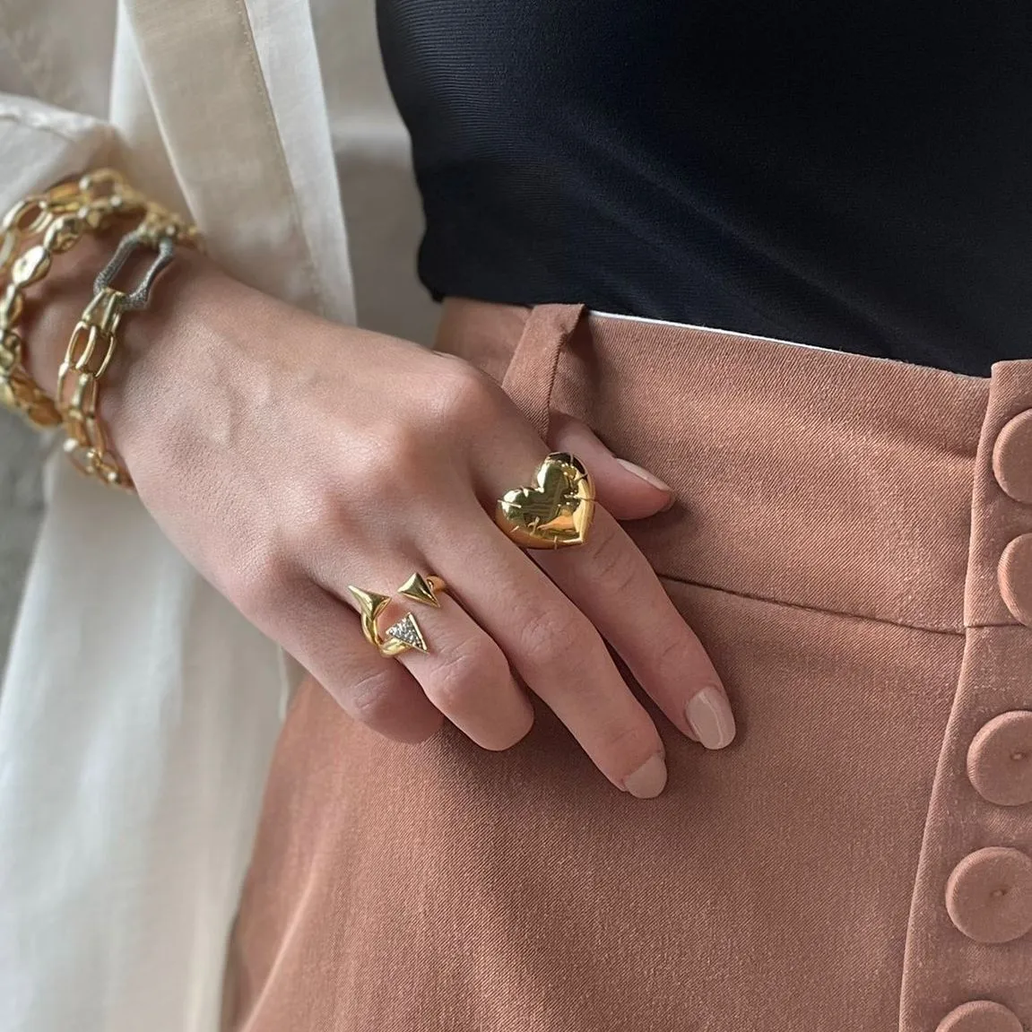 Sterling Silver Chunky Love Heart Signet Ring sold by Spero London product image thumbnail 2