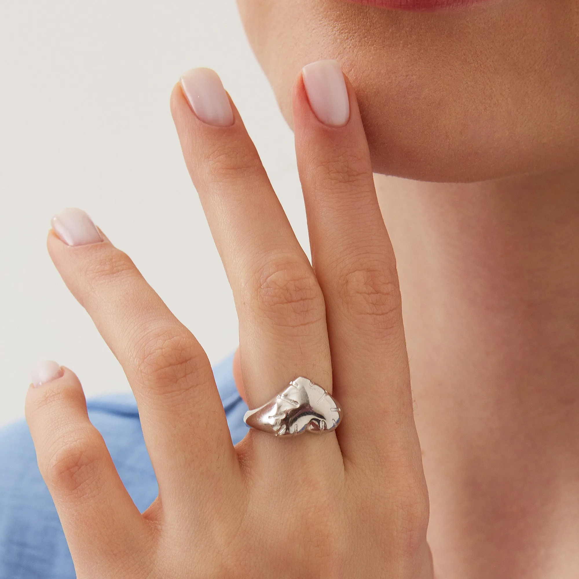 Sterling Silver Chunky Love Heart Signet Ring sold by Spero London product image thumbnail 3