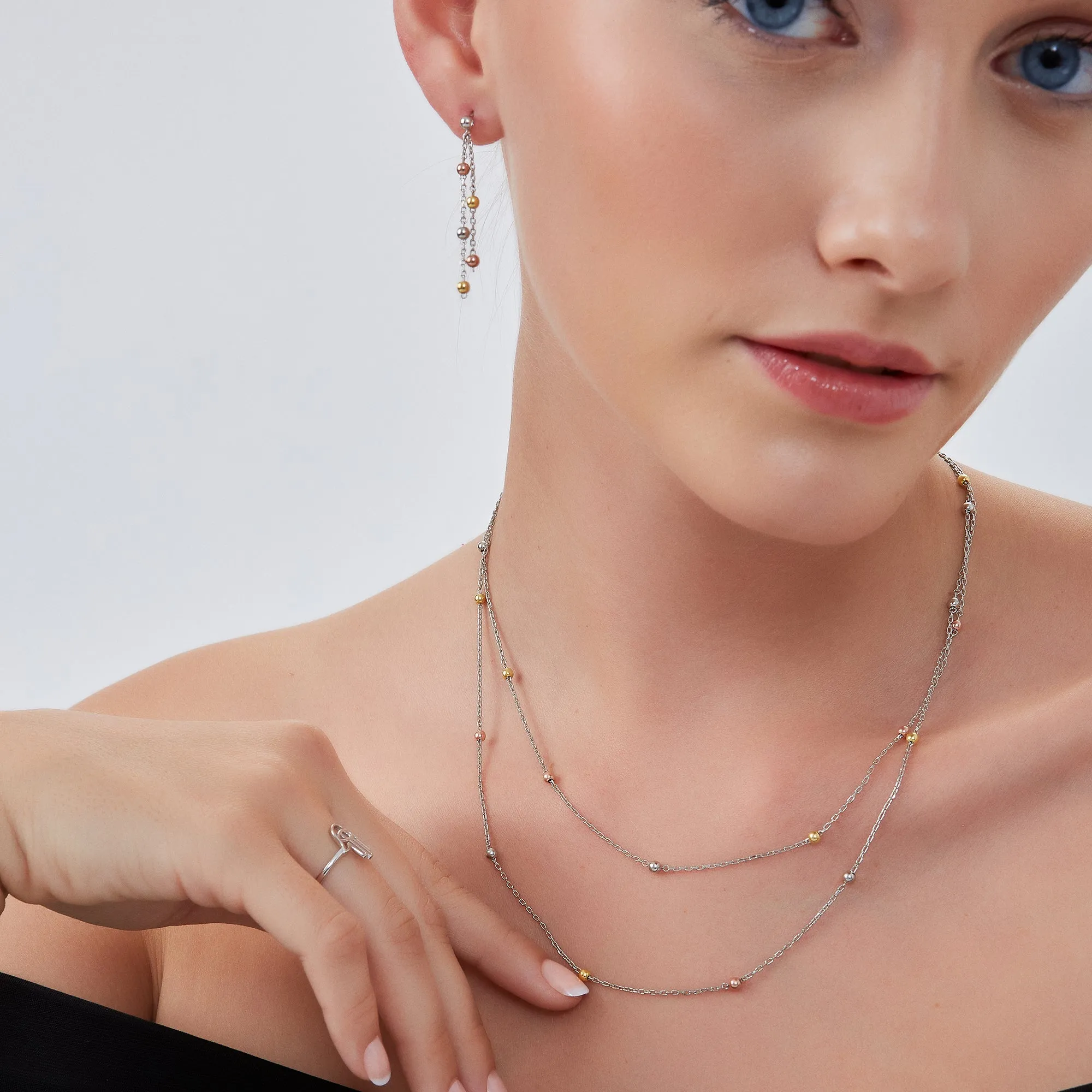 Dorica Sterling Silver Multi Bead Drop Earrings sold by Spero London product image thumbnail 3