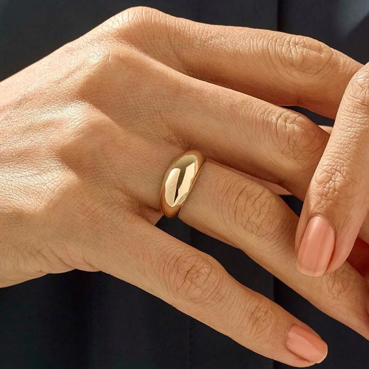 Sterling Silver Dome Crescent Ring sold by Spero London product image thumbnail 4