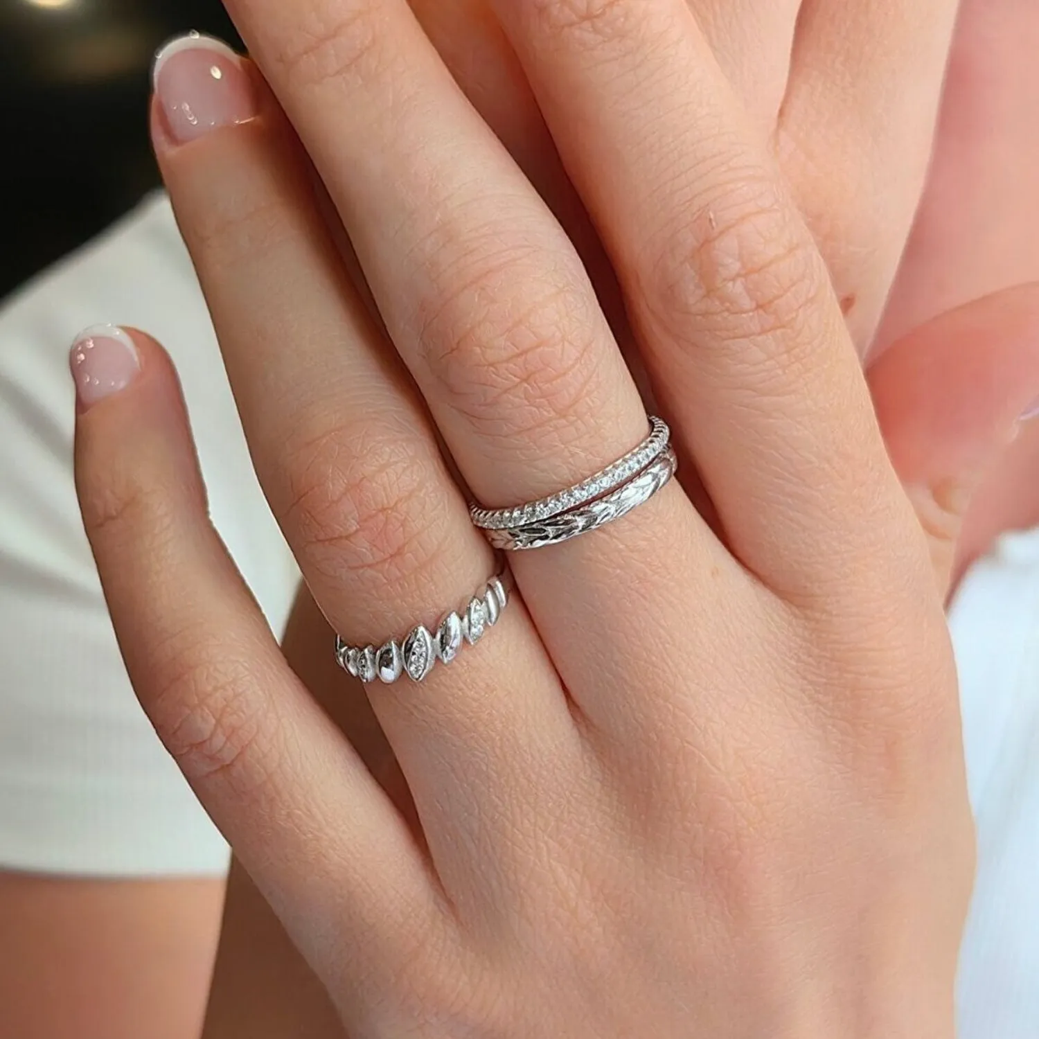 Lined Stones Marquise Sterling Silver Ring sold by Spero London product image thumbnail 3