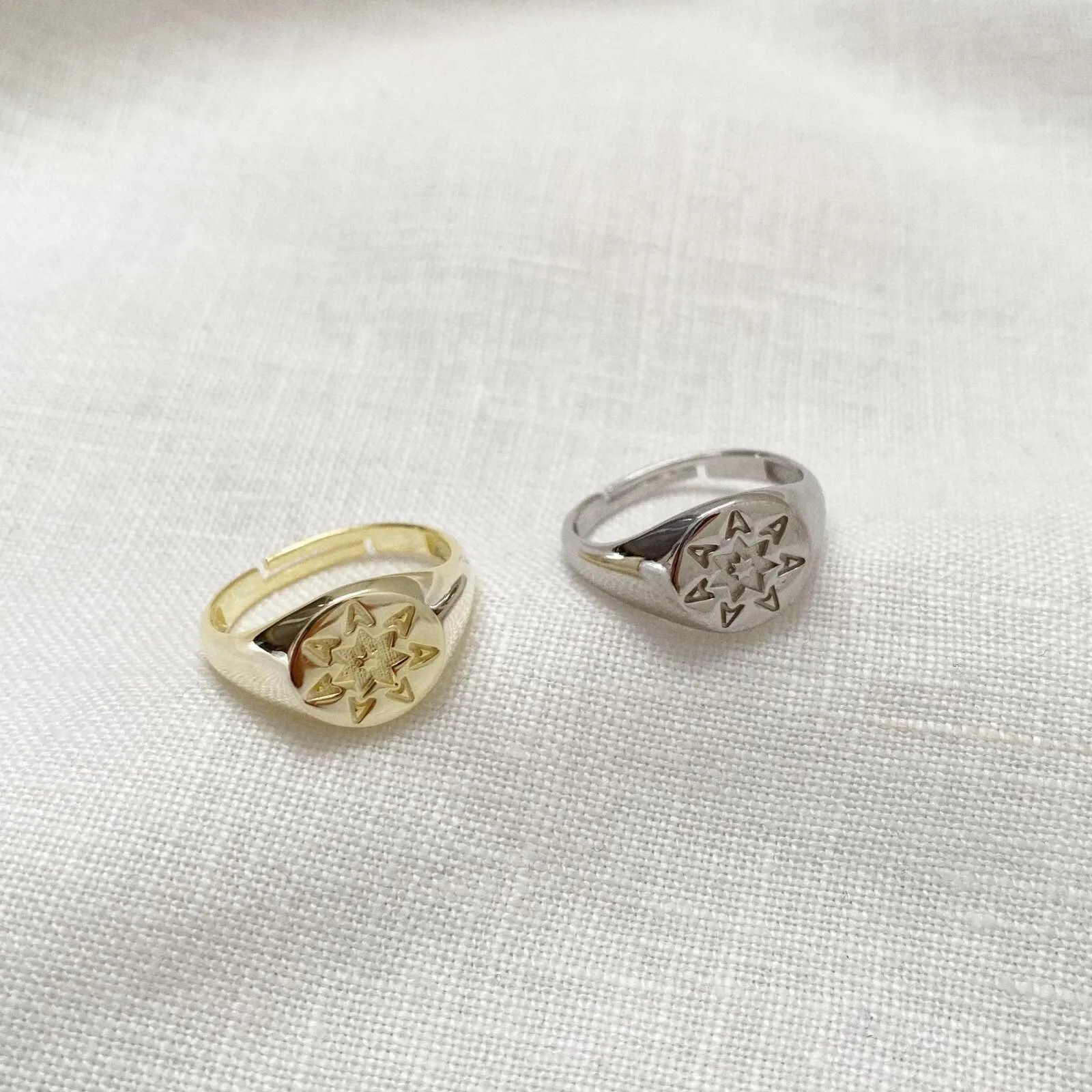 Star Sun Stackable Sterling Silver Signet Ring sold by Spero London product image thumbnail 2