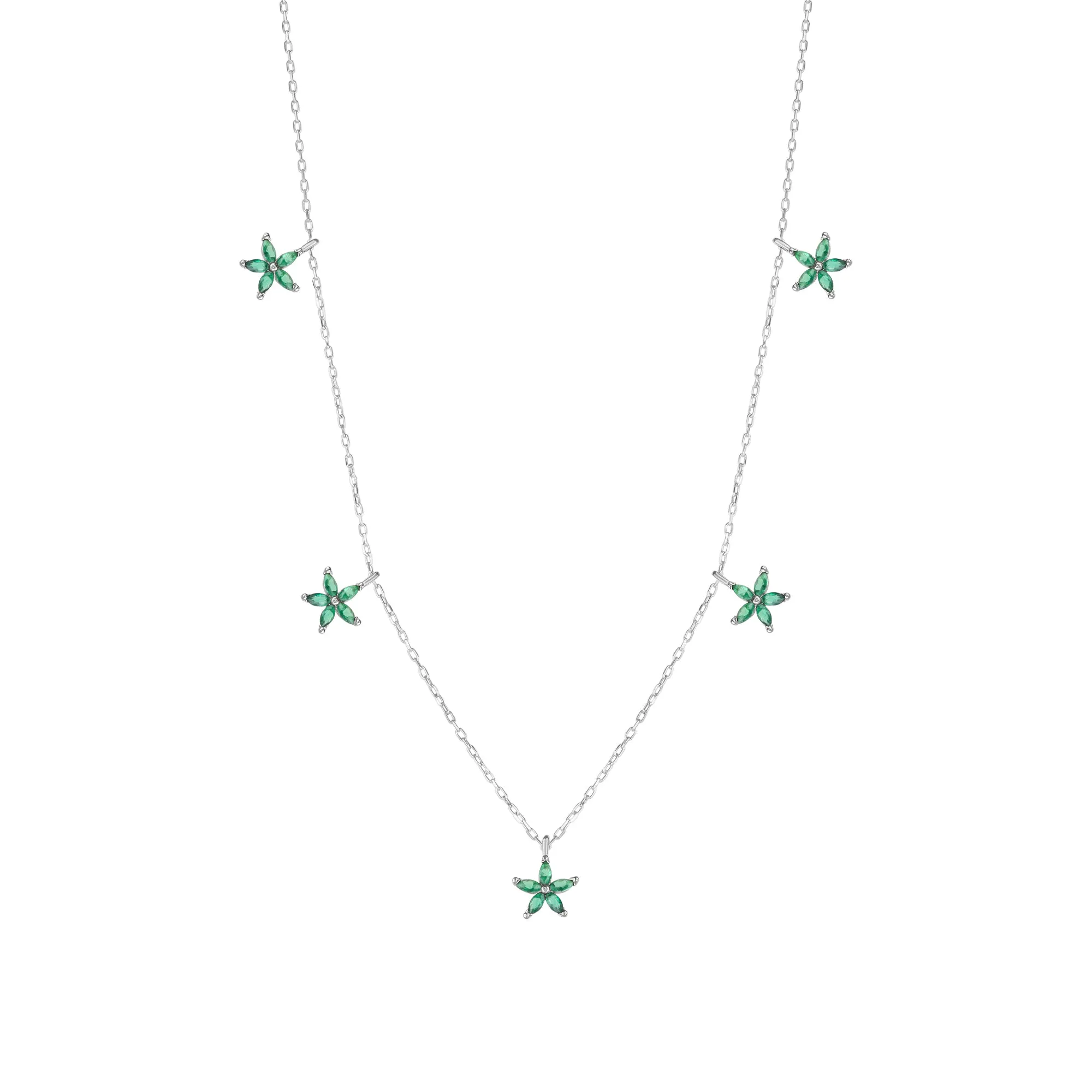 Green Star Sterling Silver Charm Necklace sold by Spero London