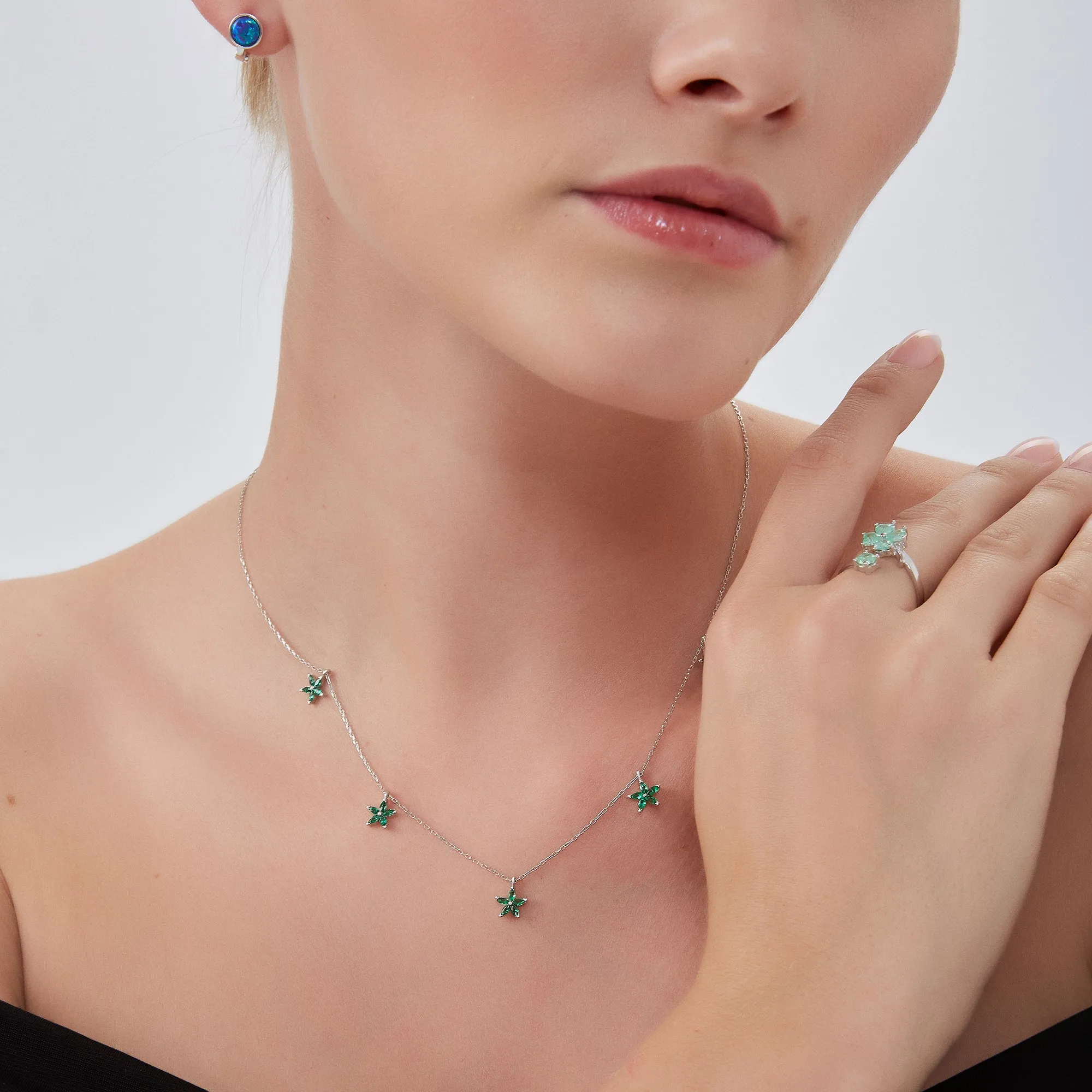 Green Star Sterling Silver Charm Necklace sold by Spero London product image thumbnail 4