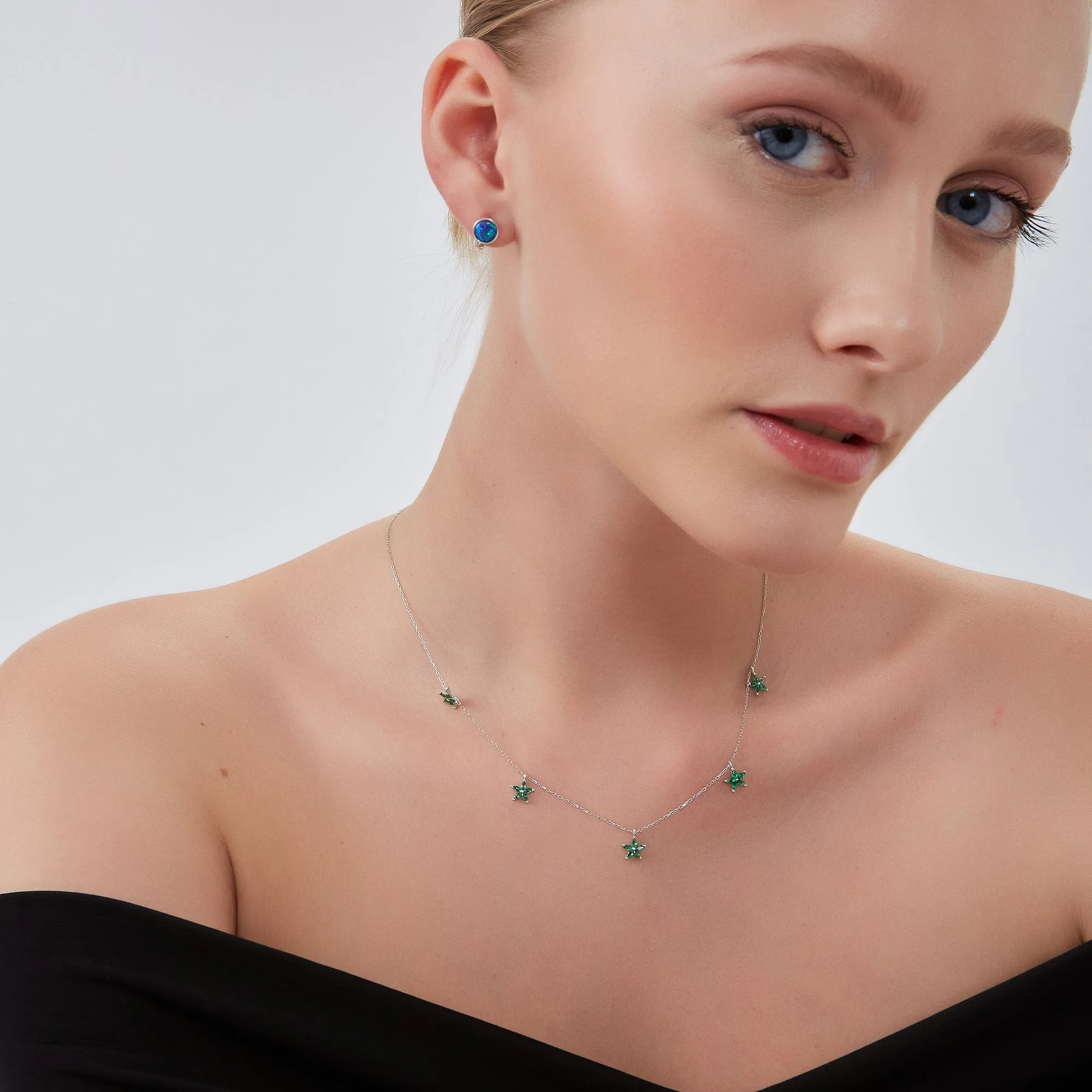 Green Star Sterling Silver Charm Necklace sold by Spero London product image thumbnail 5