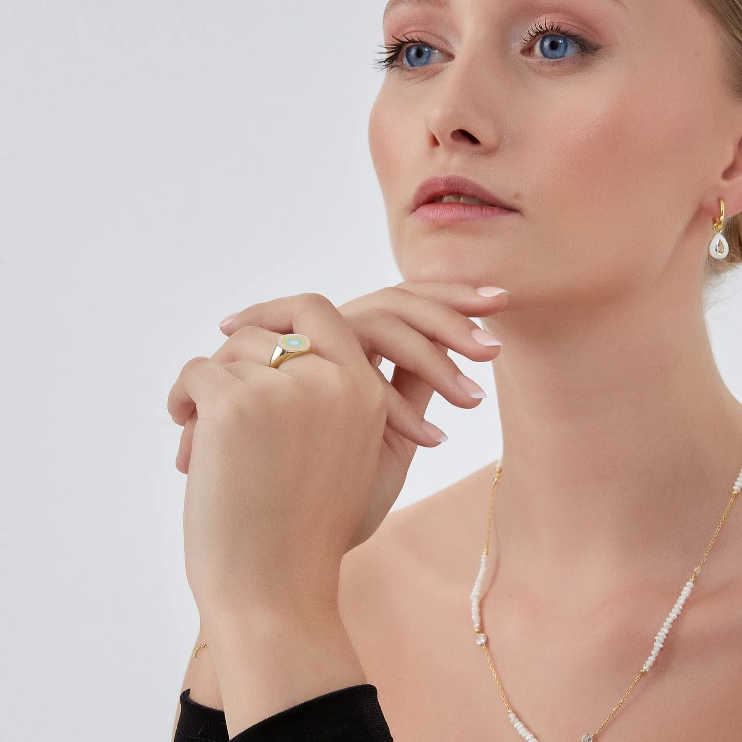 Enamel Round Sterling Silver Signet Ring sold by Spero London product image thumbnail 5