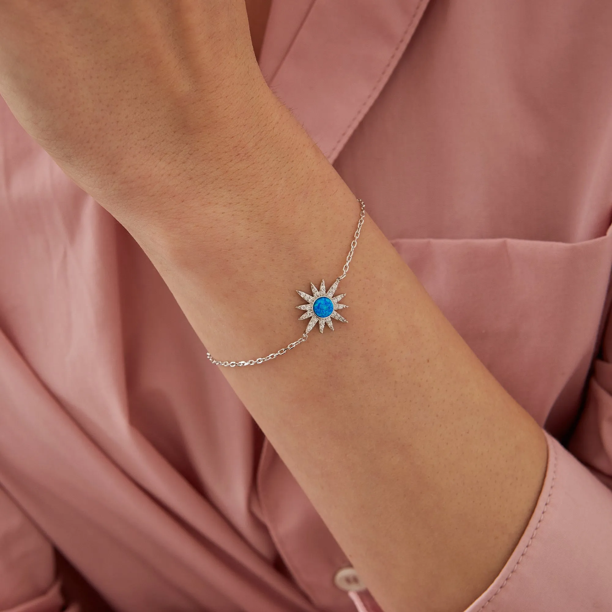 Blue Opal Sun Sterling Silver Bracelet sold by Spero London product image thumbnail 2