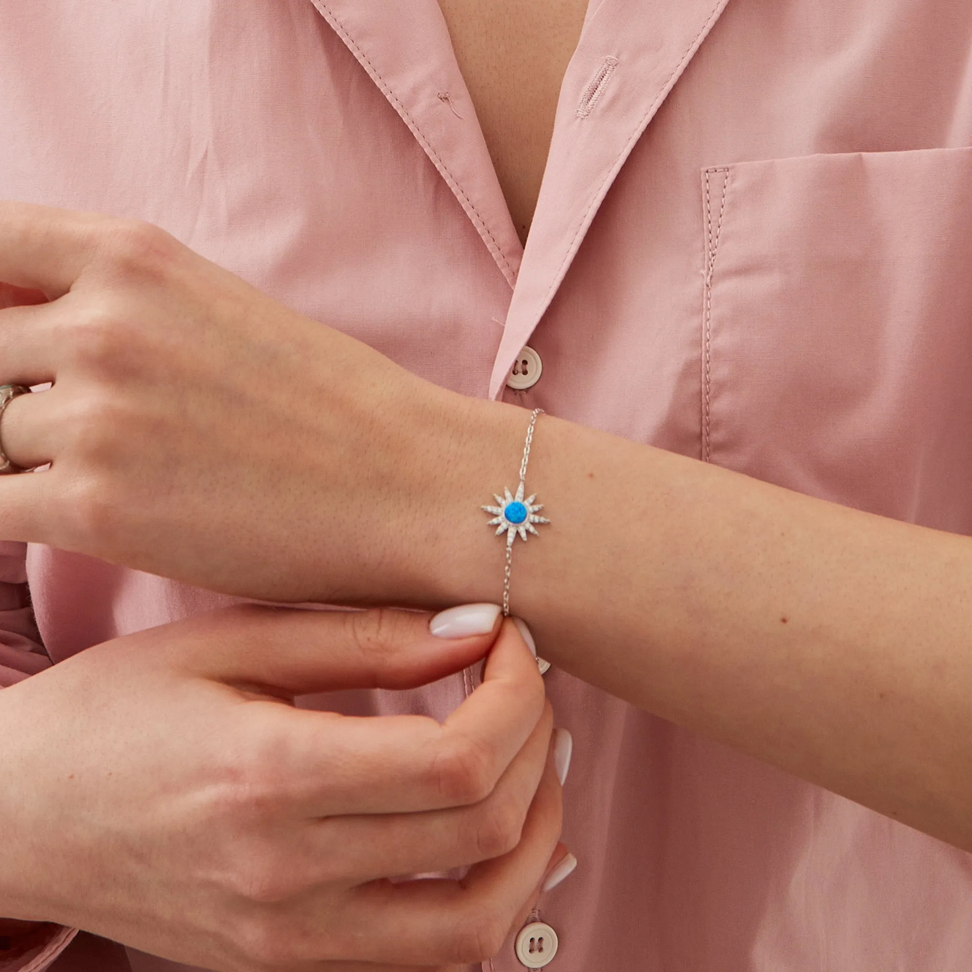 Blue Opal Sun Sterling Silver Bracelet sold by Spero London product image thumbnail 4