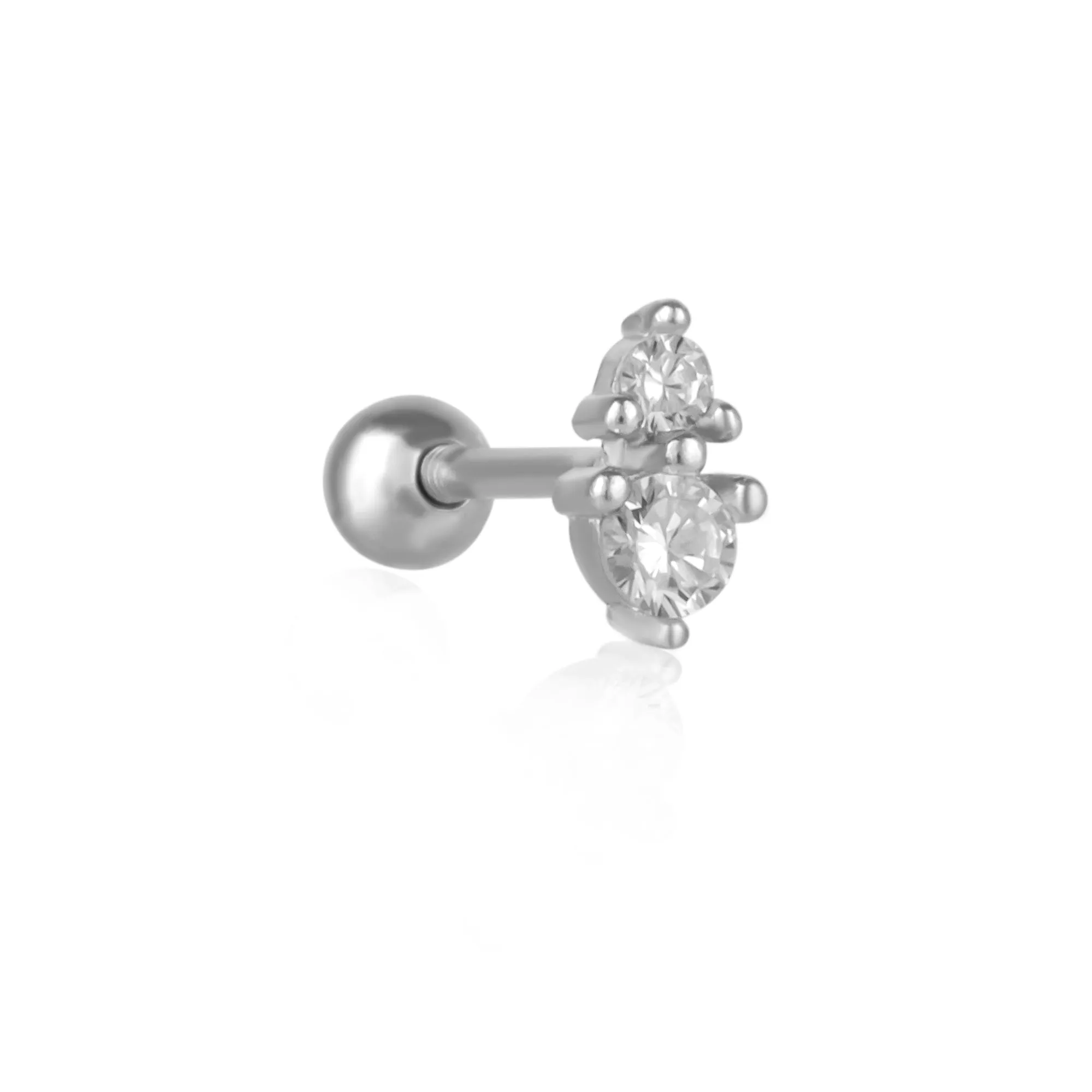 Sterling Silver Two Jewelled Bead End Piercing sold by Spero London