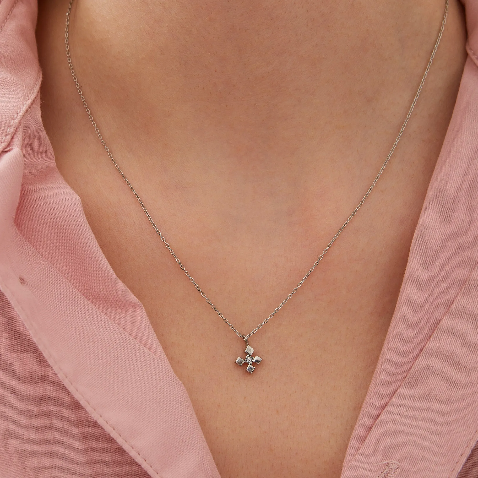 Four Cube Blocks Natural Textured Sterling Silver Authentic Earring and Pendant Necklace Set sold by Spero London product image thumbnail 3