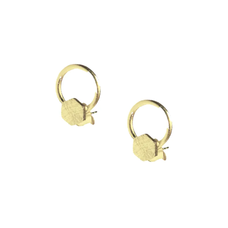 Sterling Silver Natural Textured Hexagon Stud Earrings sold by Spero London