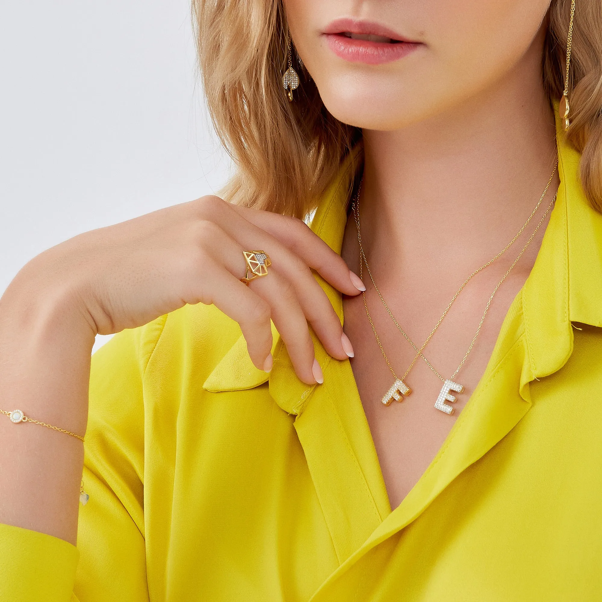 Jewelled Balloon Bubble Initial Necklace Sterling Silver Gold Vermeil sold by Spero London product image thumbnail 4