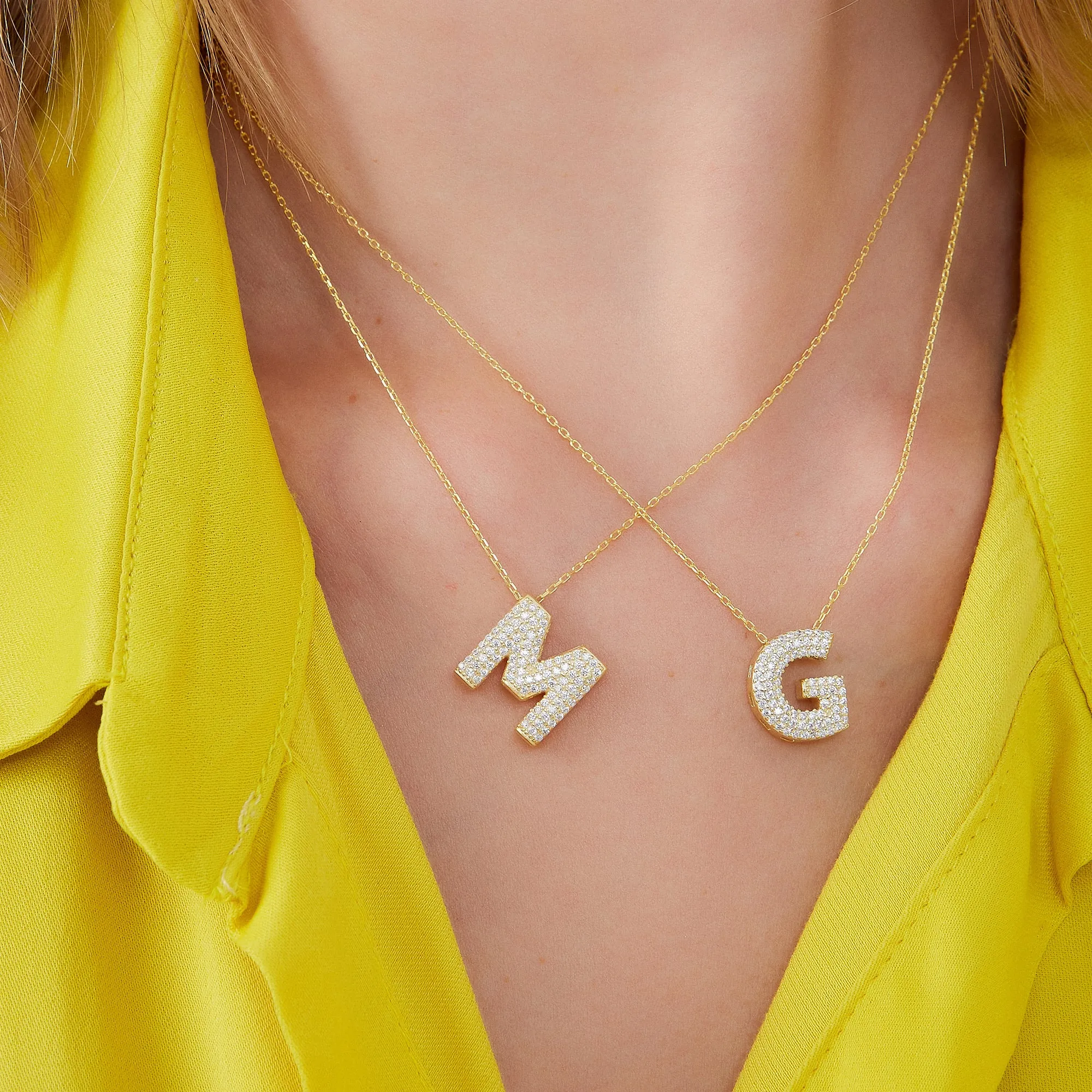 Jewelled Balloon Bubble Initial Necklace Sterling Silver Gold Vermeil sold by Spero London product image thumbnail 3