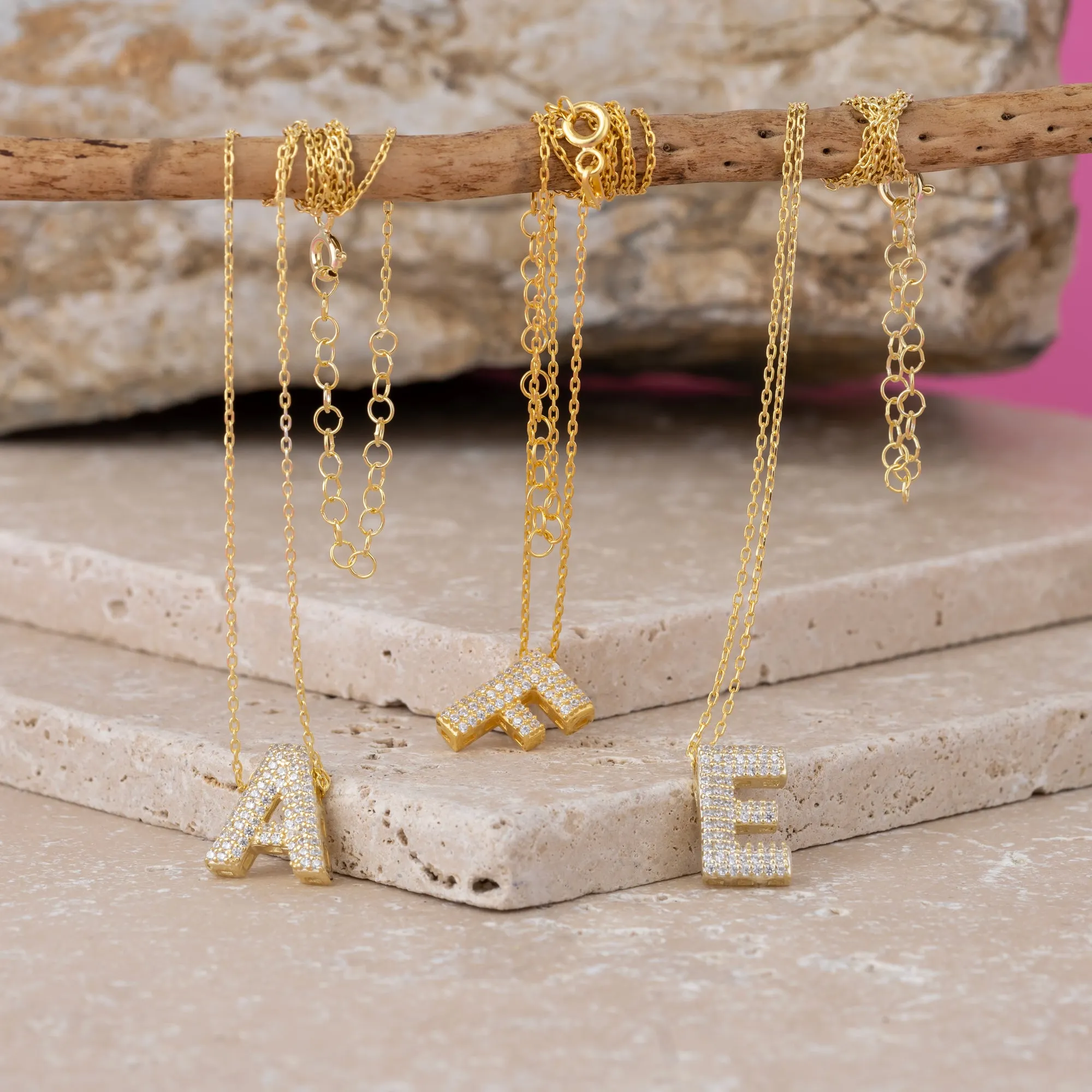 Jewelled Balloon Bubble Initial Necklace Sterling Silver Gold Vermeil sold by Spero London product image thumbnail 5