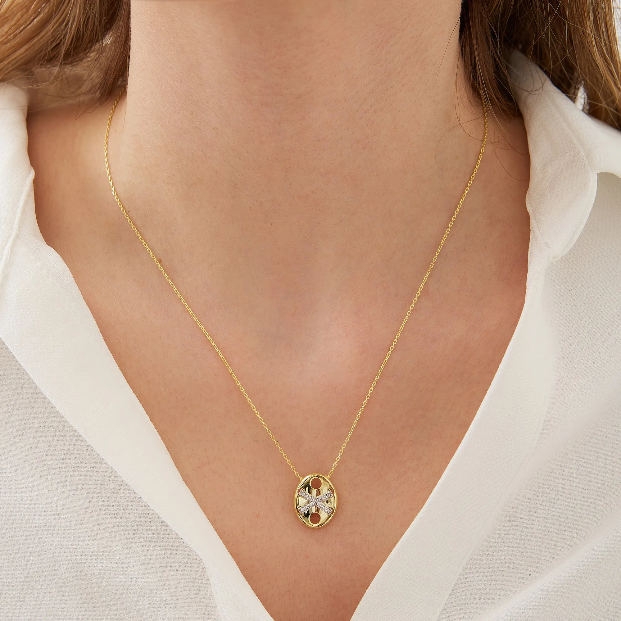 X Necklace Elyptical Sterling Silver sold by Spero London product image thumbnail 5