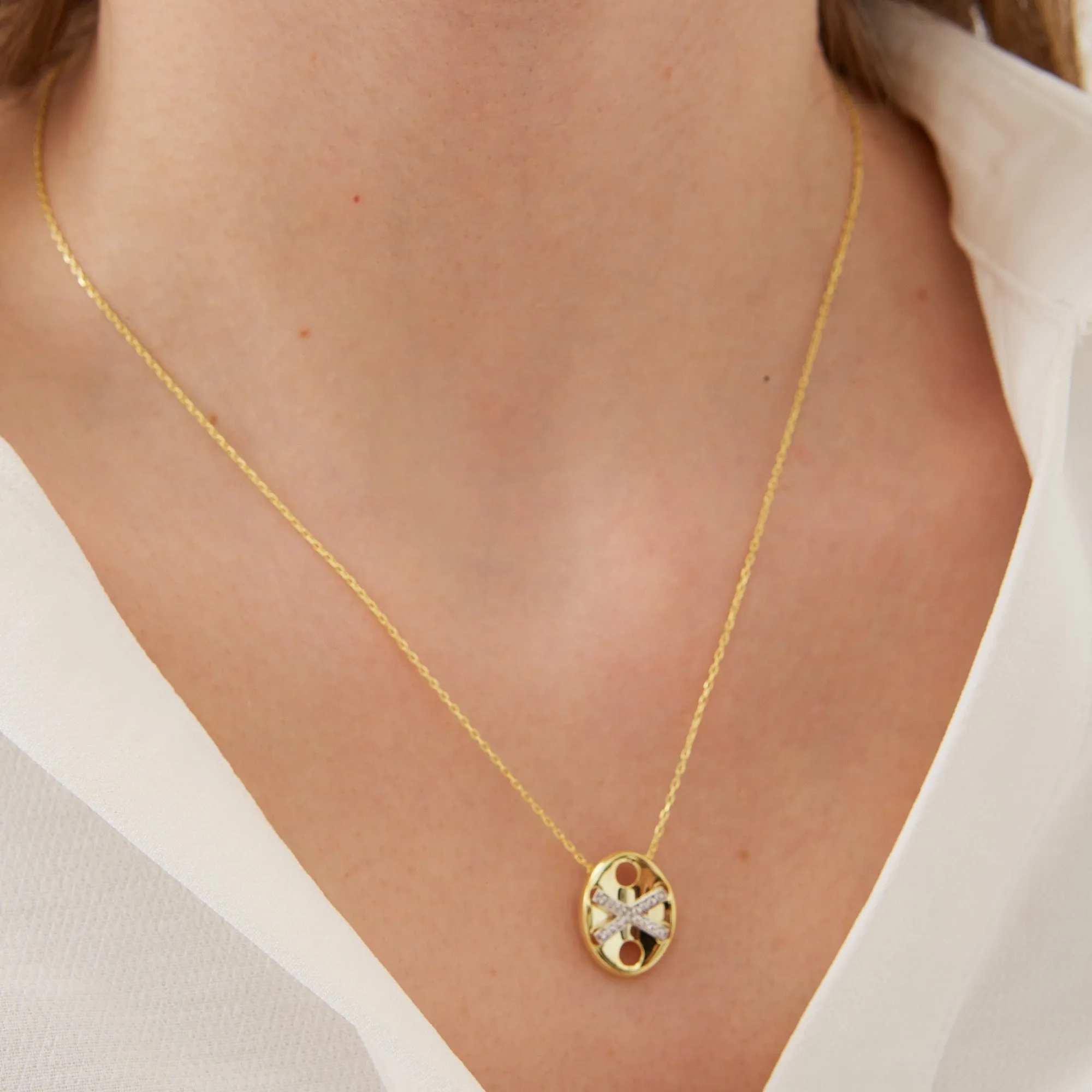 X Necklace Elyptical Sterling Silver sold by Spero London product image thumbnail 2