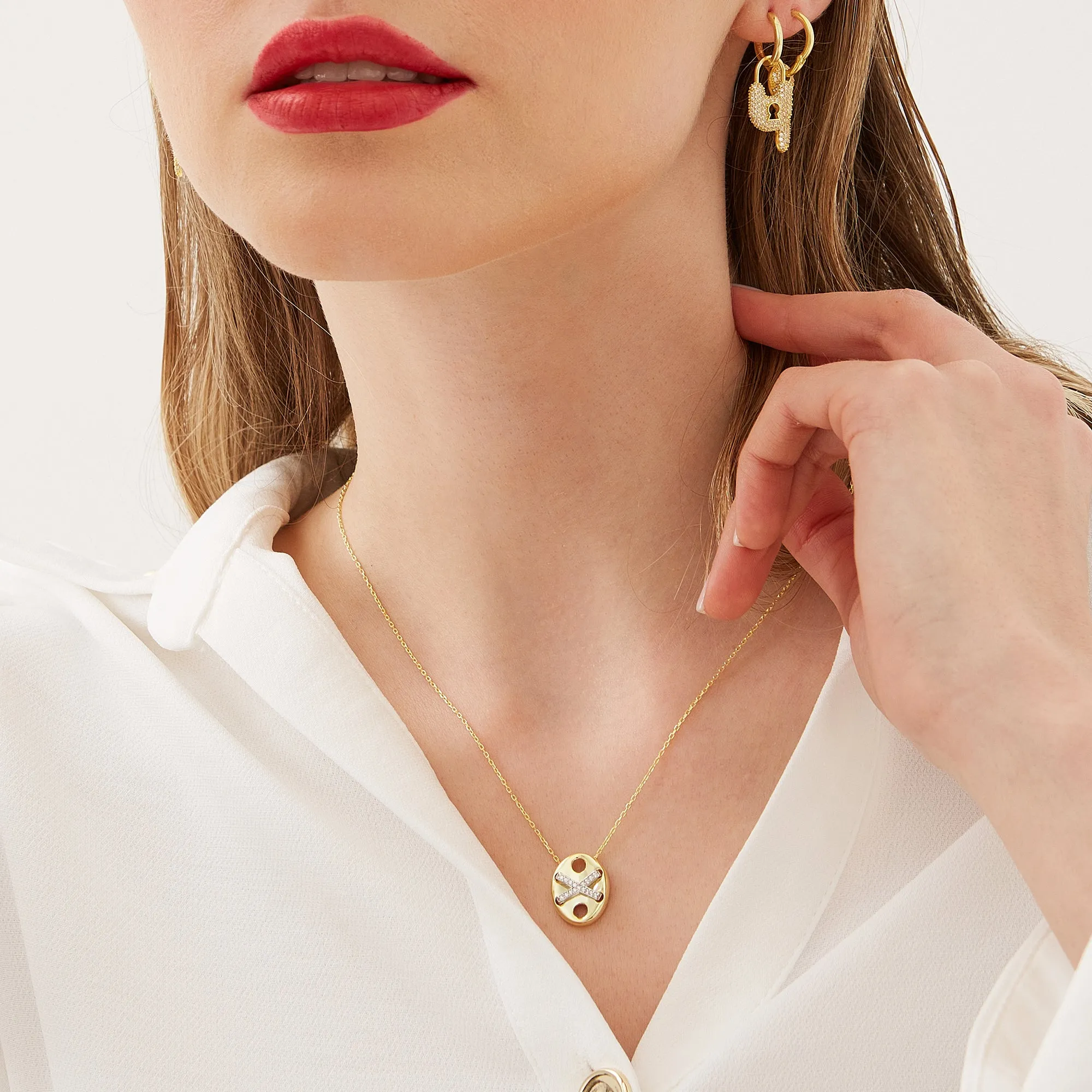 X Necklace Elyptical Sterling Silver sold by Spero London product image thumbnail 4