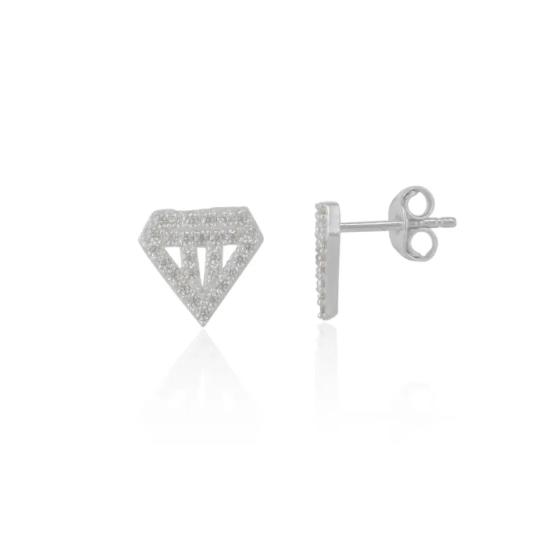 Sterling Silver Diamond Stud Earrings sold by Spero London