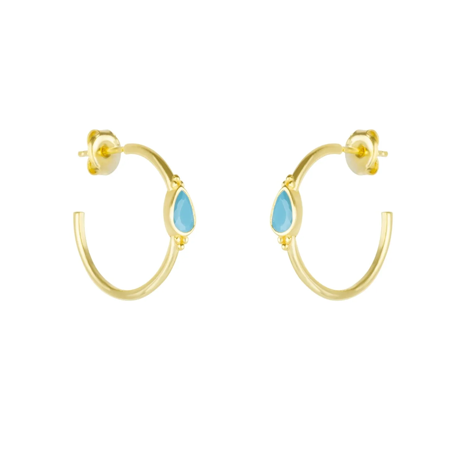 Drop Turquoise Solitaire Earrings Sterling Silver - Turquoise sold by Spero London