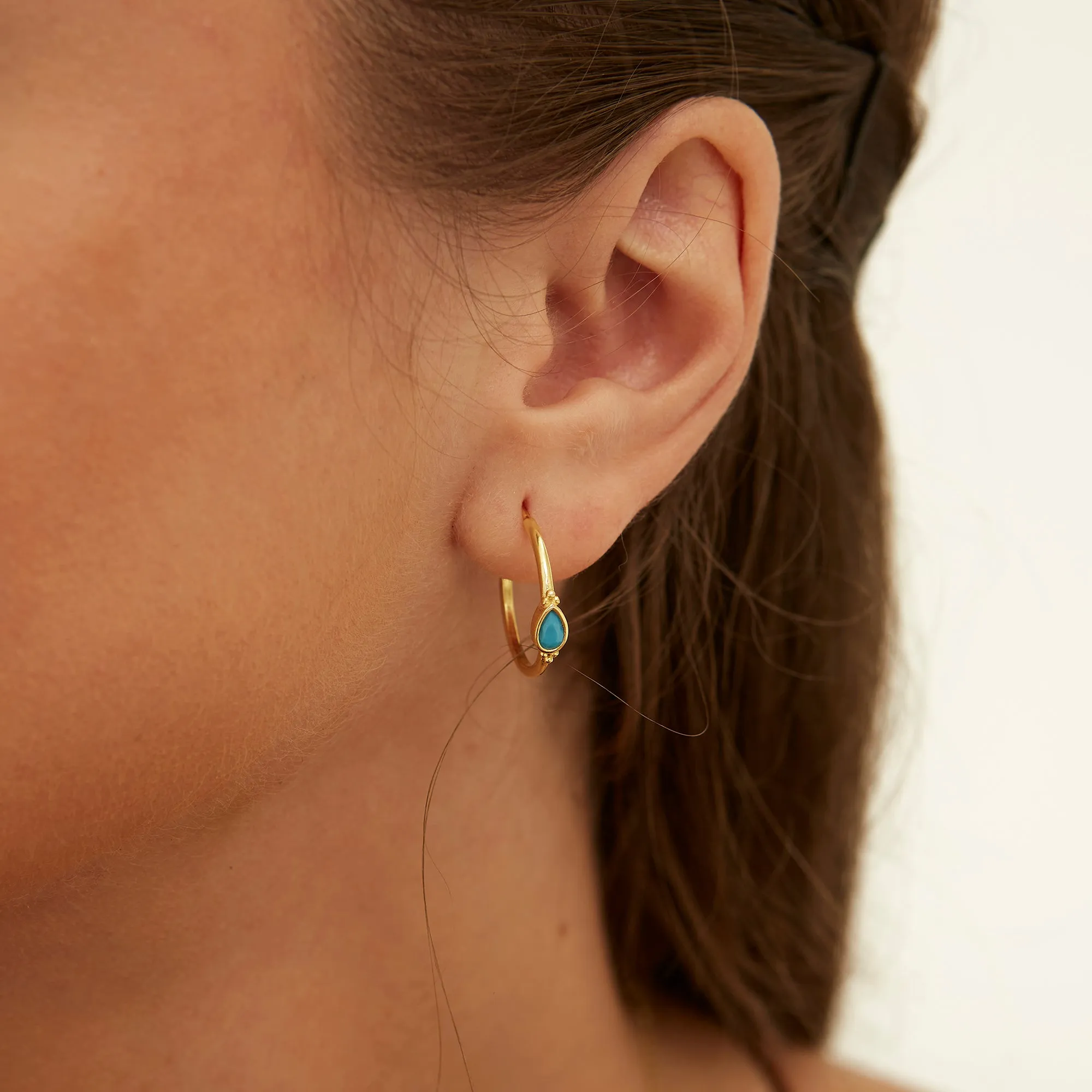 Drop Turquoise Solitaire Earrings Sterling Silver - Turquoise sold by Spero London product image thumbnail 2