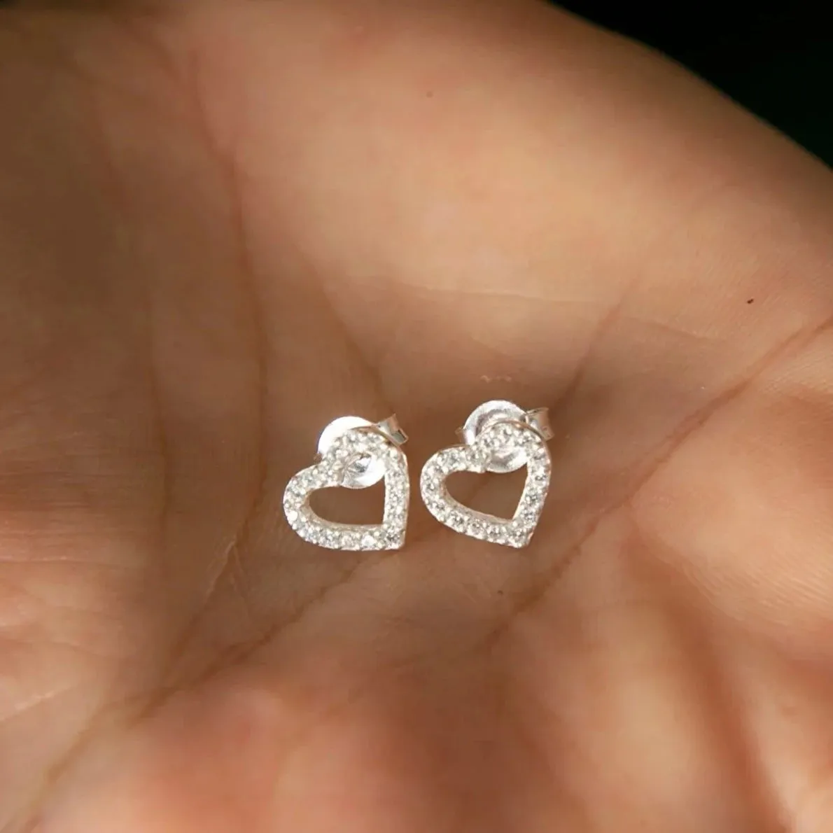 Heart Sterling Silver Stud Earrings sold by Spero London product image thumbnail 3