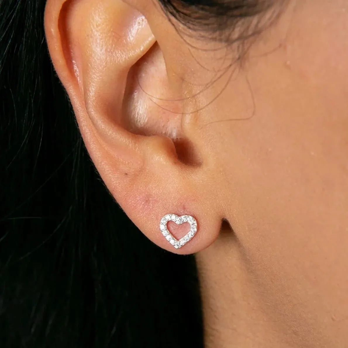 Heart Sterling Silver Stud Earrings sold by Spero London product image thumbnail 2