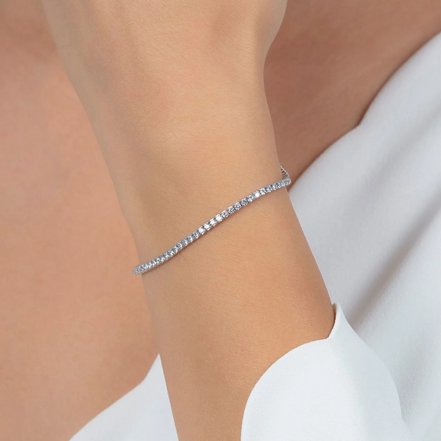 Sterling Silver 2mm Fine Tennis Bracelet sold by Spero London product image thumbnail 3