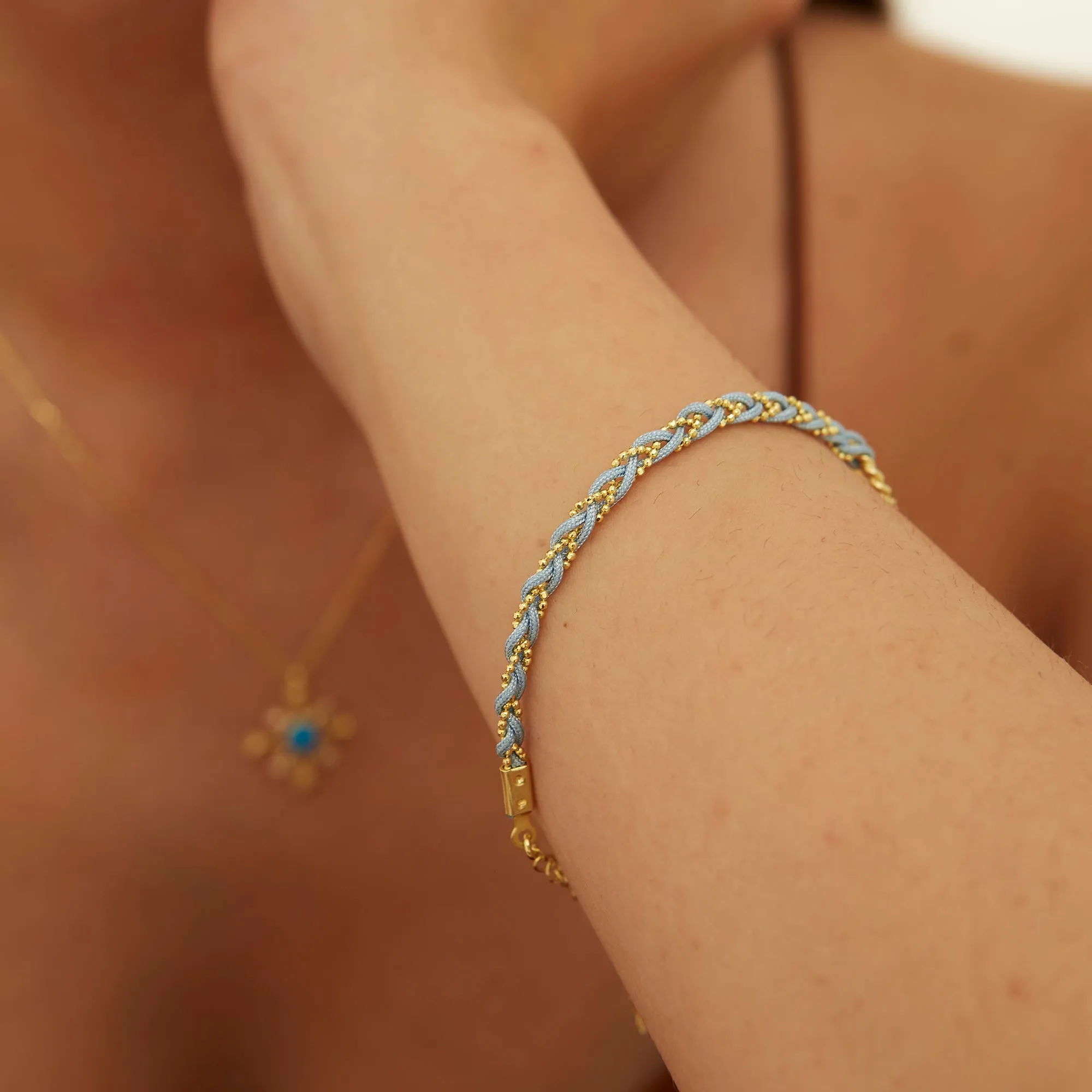 Handmade Rope Braided Sterling Silver Beaded Chain Bracelet sold by Spero London product image thumbnail 3