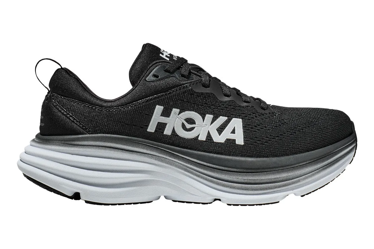 Hoka Womens Bondi 8 (B) Running Shoe - Black/white sold by Sportsmans Warehouse