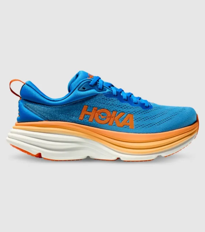 Hoka Mens Bondi 8 (D) Running Shoe - Coastal Sky/Vibrant Orange sold by Sportsmans Warehouse