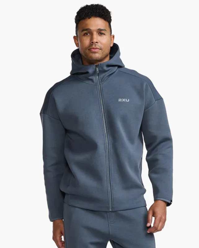 2XU Commute Full Zip Hoodie Turbulence/Harbor Mist sold by Sportsmans Warehouse