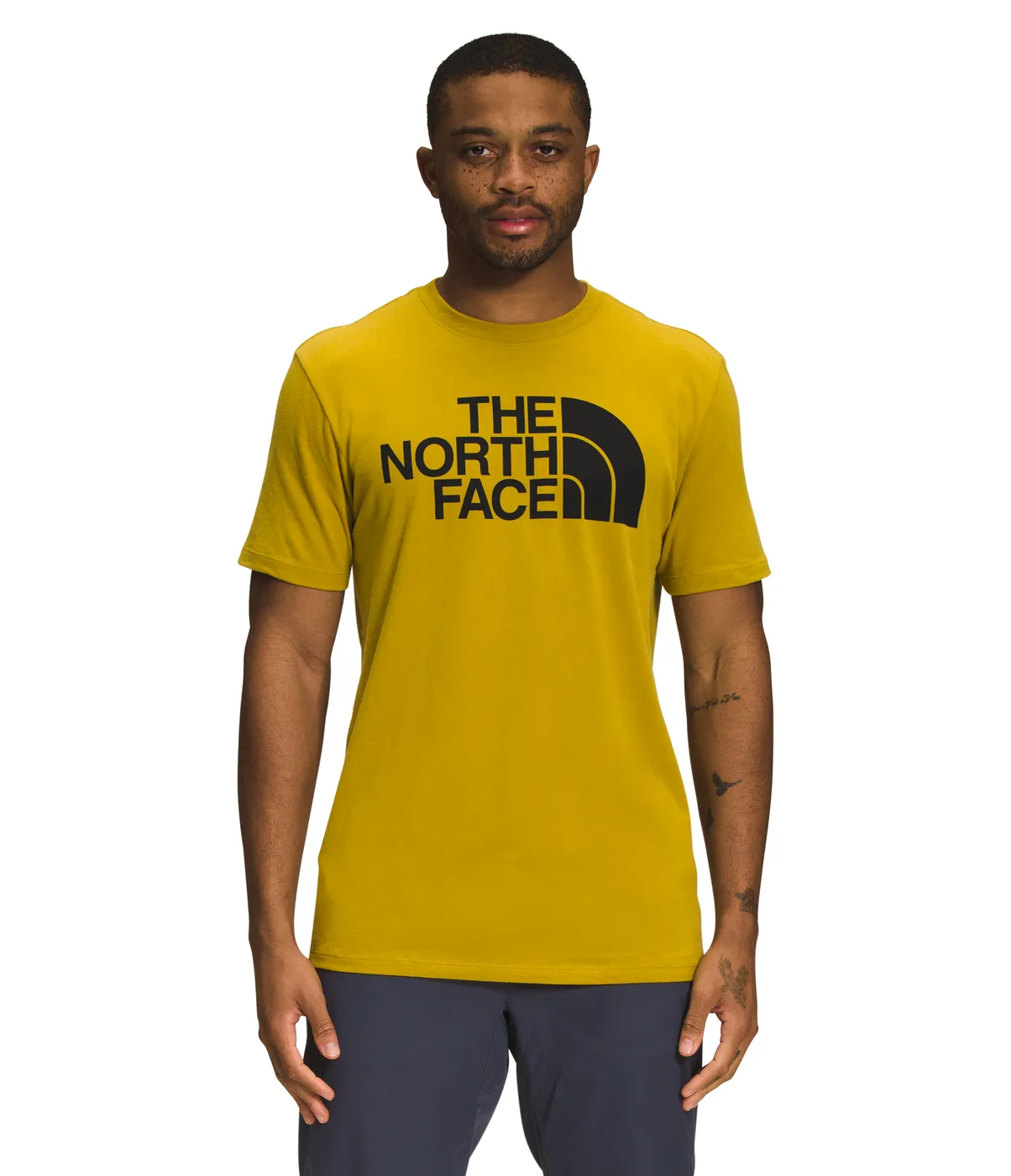 The North Face Mens SS Half Dome Tee - Mineral Gold/Black sold by Sportsmans Warehouse