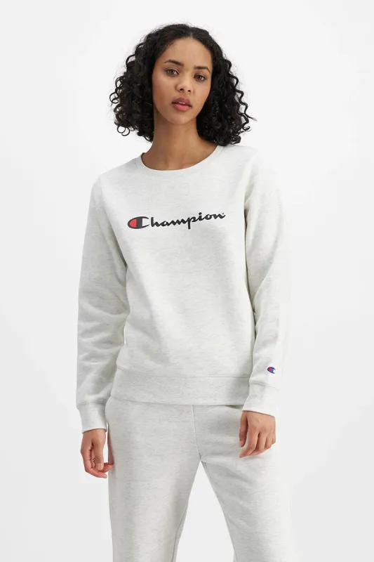 Champion Womens Script Crew - Light Snow Marle made by Sportsmans Warehouse