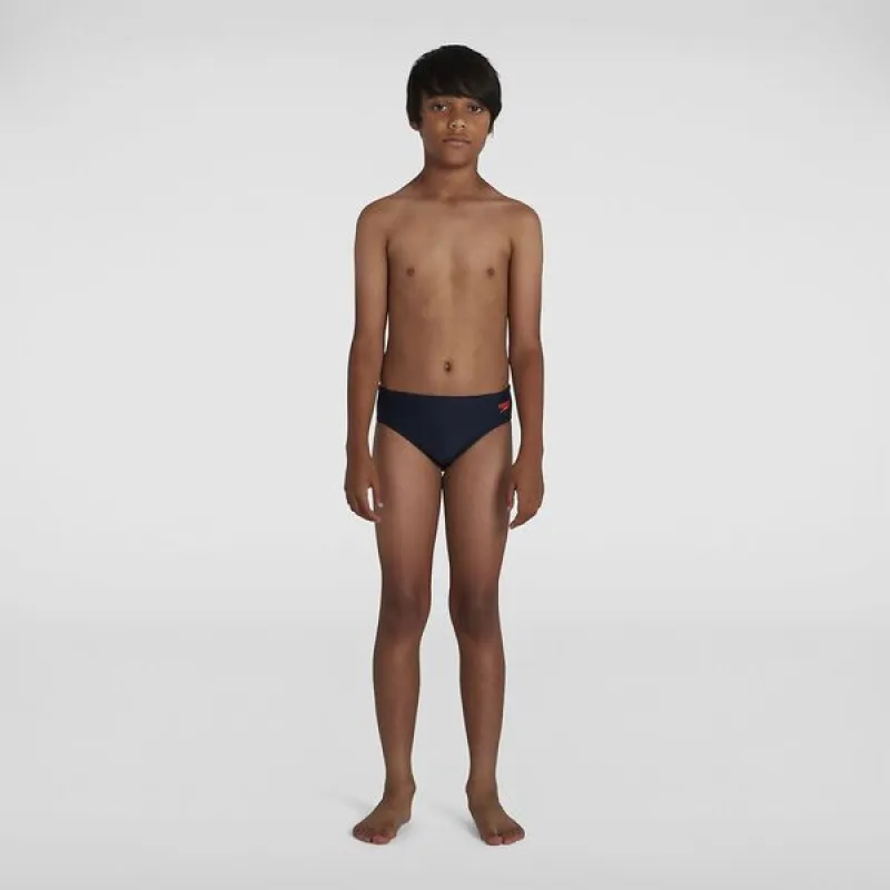 Speedo Boys Logo 6.5cm Brief - True Navy/Orange sold by Sportsmans Warehouse