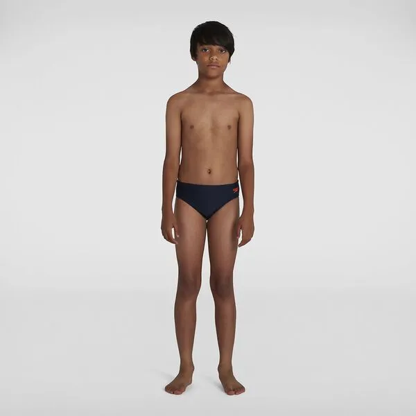Speedo Boys Logo 6.5cm Brief - True Navy/Orange sold by Sportsmans Warehouse