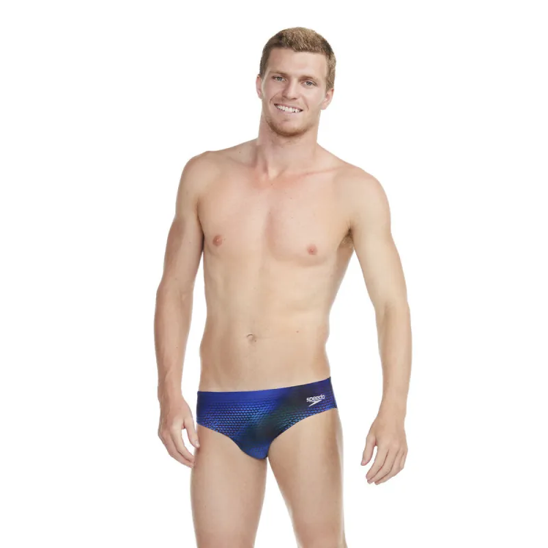 Speedo Mens Allover Printed 7Cm Brief-Beautiful Blue/Bolt/Carrot Cake sold by Sportsmans Warehouse