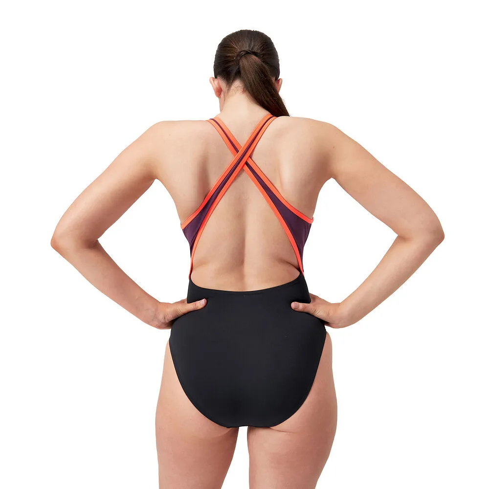 Speedo Wmns High Nck Splice X Back-Black/Plum Dandy/Siren Red sold by Sportsmans Warehouse product image thumbnail 2
