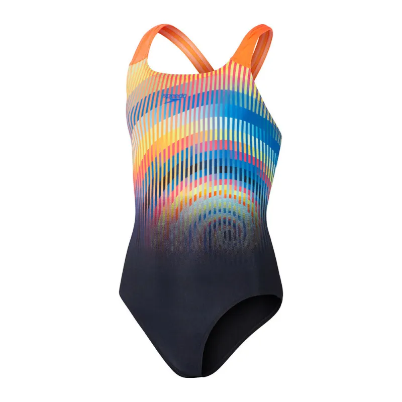 Speedo Girls Placement Powerback-Black/Siren Red/Cobalt/Lemon sold by Sportsmans Warehouse