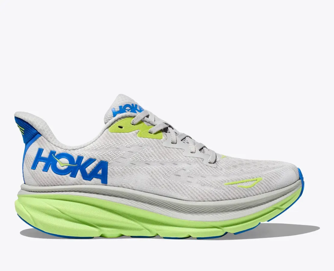 Hoka Clifton 9 D Mens Running Shoe-Stardust/Electric Cobalt-15 sold by Sportsmans Warehouse