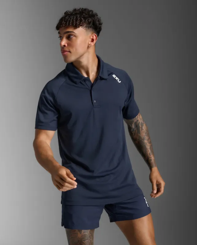 2XU Mens Aspire Polo-Midnight/White sold by Sportsmans Warehouse